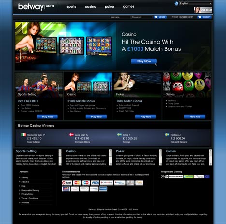 Betway Online Casino Screenshot